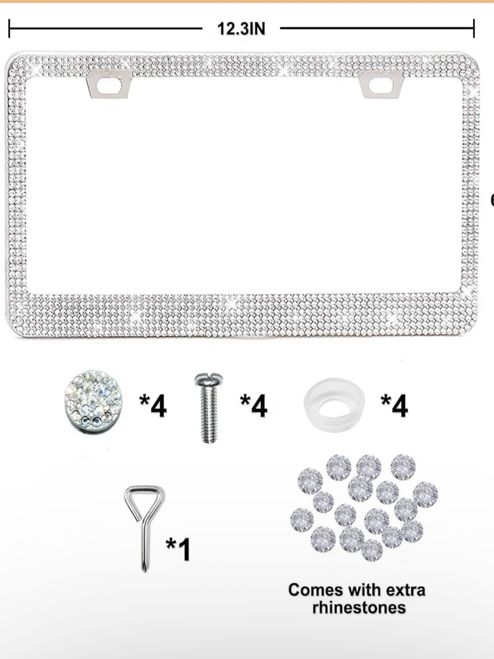 Crystal Rhinestone License Plate Frame NIB - Picture 2 of 4